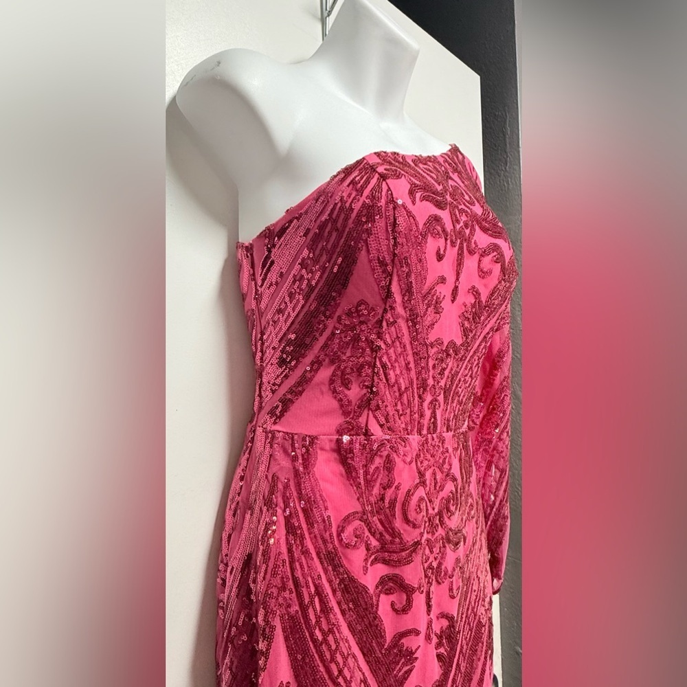Source Unknown Pink Sequin One-Shoulder Gown - image 5
